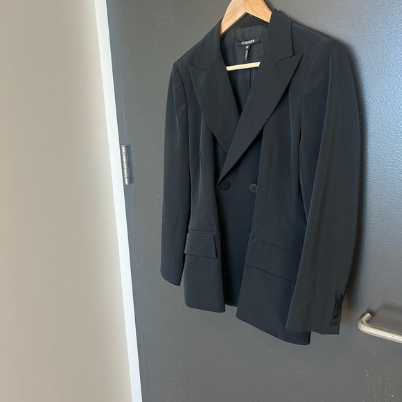 Holt Renfrew size 14 Black Double-Breasted Blazer EUC petty coat style buttons - Picture 4 of 15